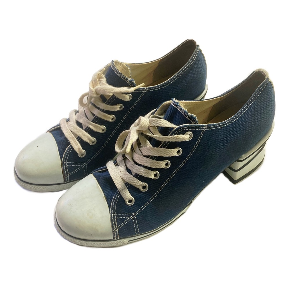 Vintage High Heel Converse Womens Blue Canvas All Star Sneakers